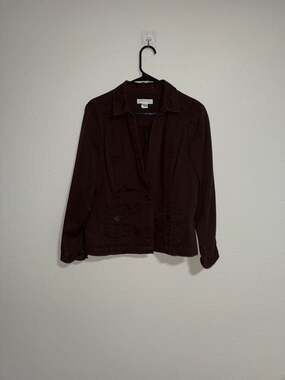 Christopher & Banks Petite Brown Cotton Spandex Utility Jacket